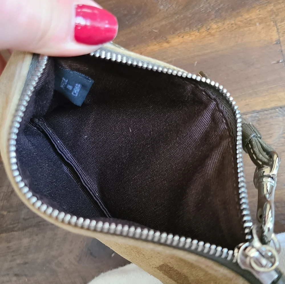 Coach Suede Olive Green Wristlet - Picture 7 of 10